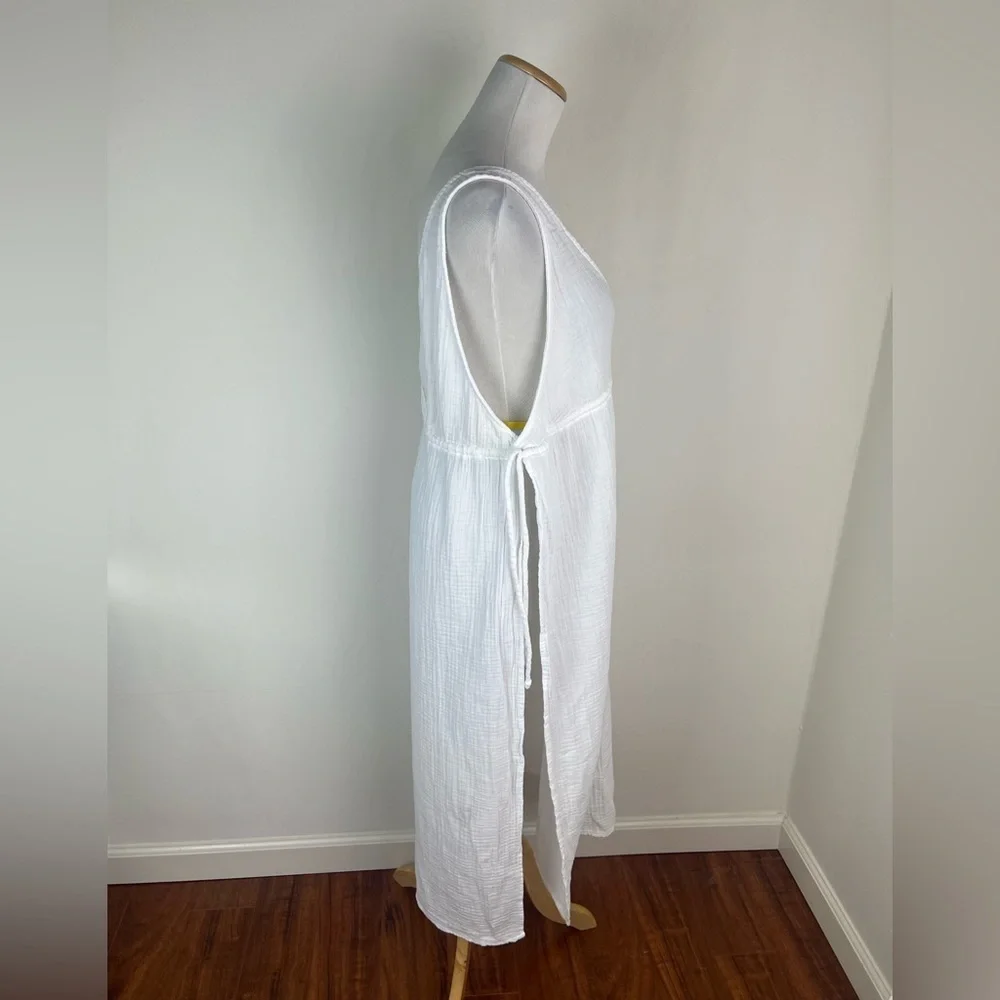 Shade & Shore Swim Coverup White Midi Dress Gauzy 100% Cotton Size M